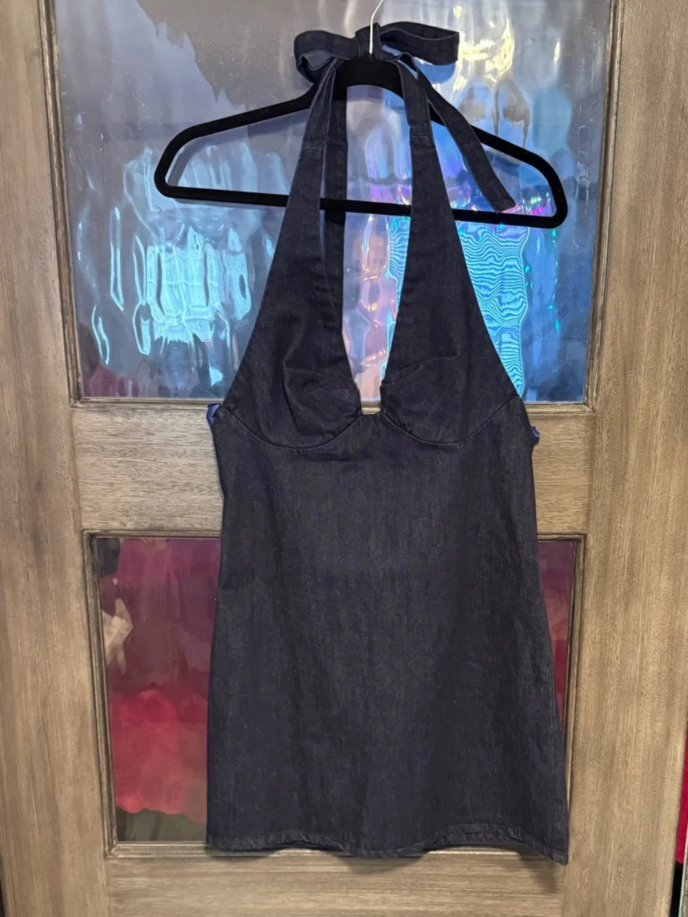 Free People Revolve Trevi Denim Mini Dress size L - Picture 1 of 12